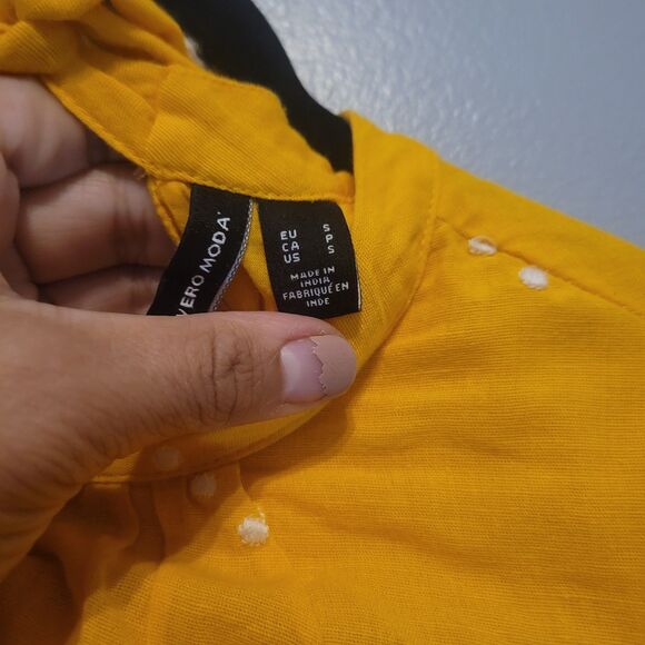 Vero Moda Yellow Prairie Dress Cotton Linen Lined Cottagecore Women's Small - Picture 5 of 14